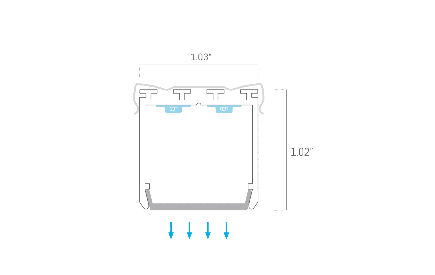 CAB2403F Cabinet Closet Surface Linear Light with Flush Frosted Lens