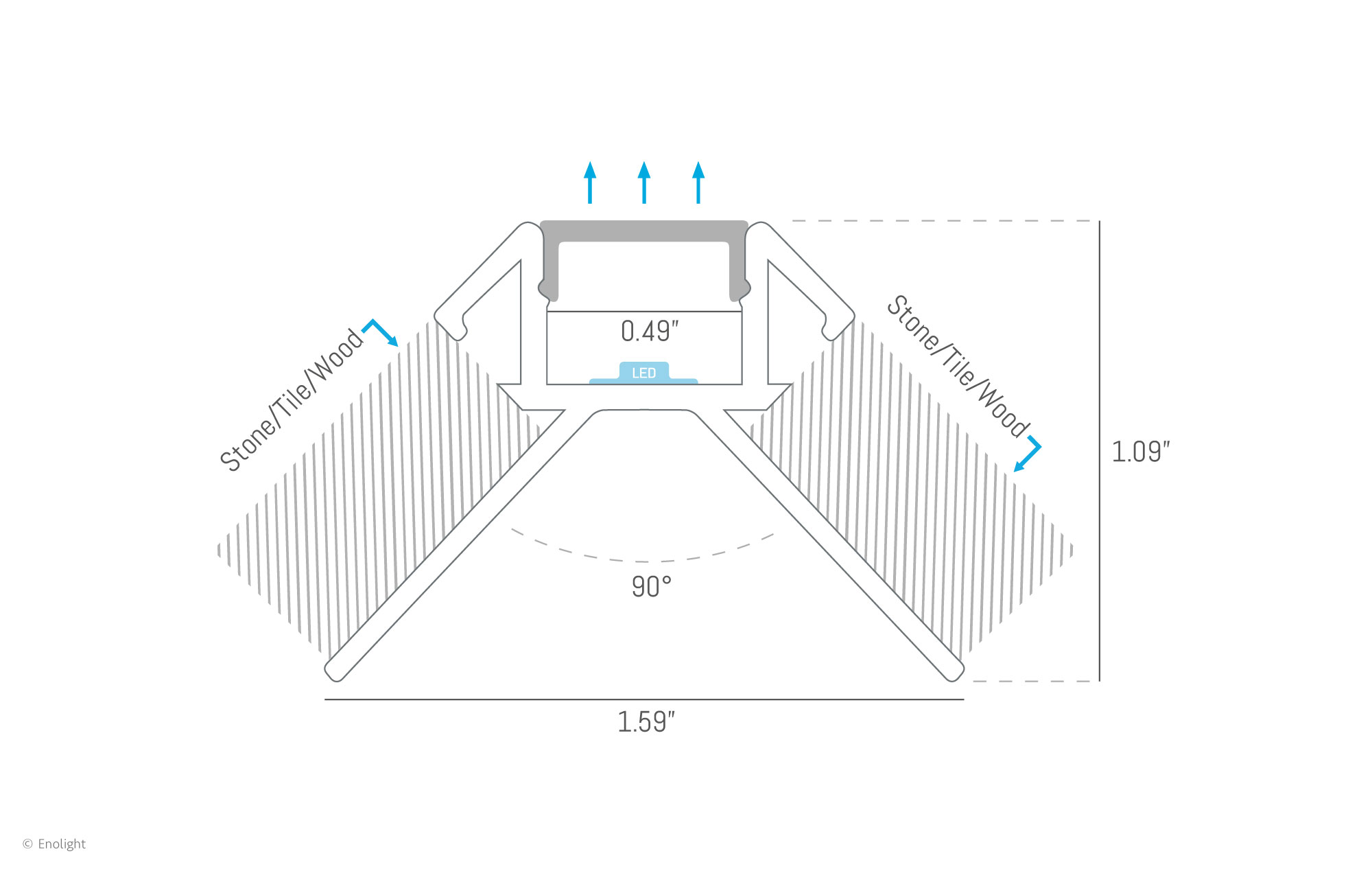 SPK4128F Recessed Corner Linear Light with Flush Frosted Lens Drawing
