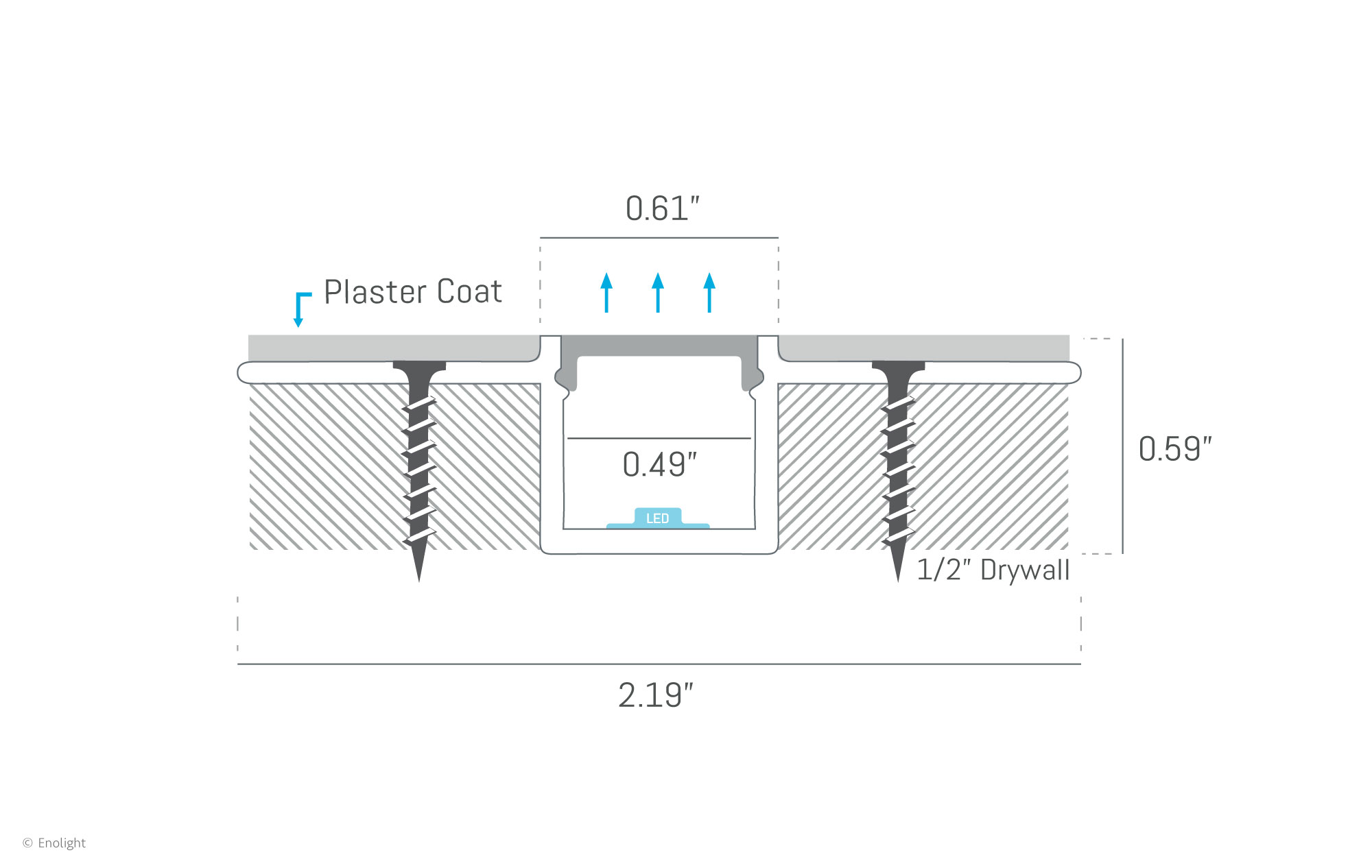 SPK5615F Recessed Drywall Linear Light with Flush Frosted Lens Drawing