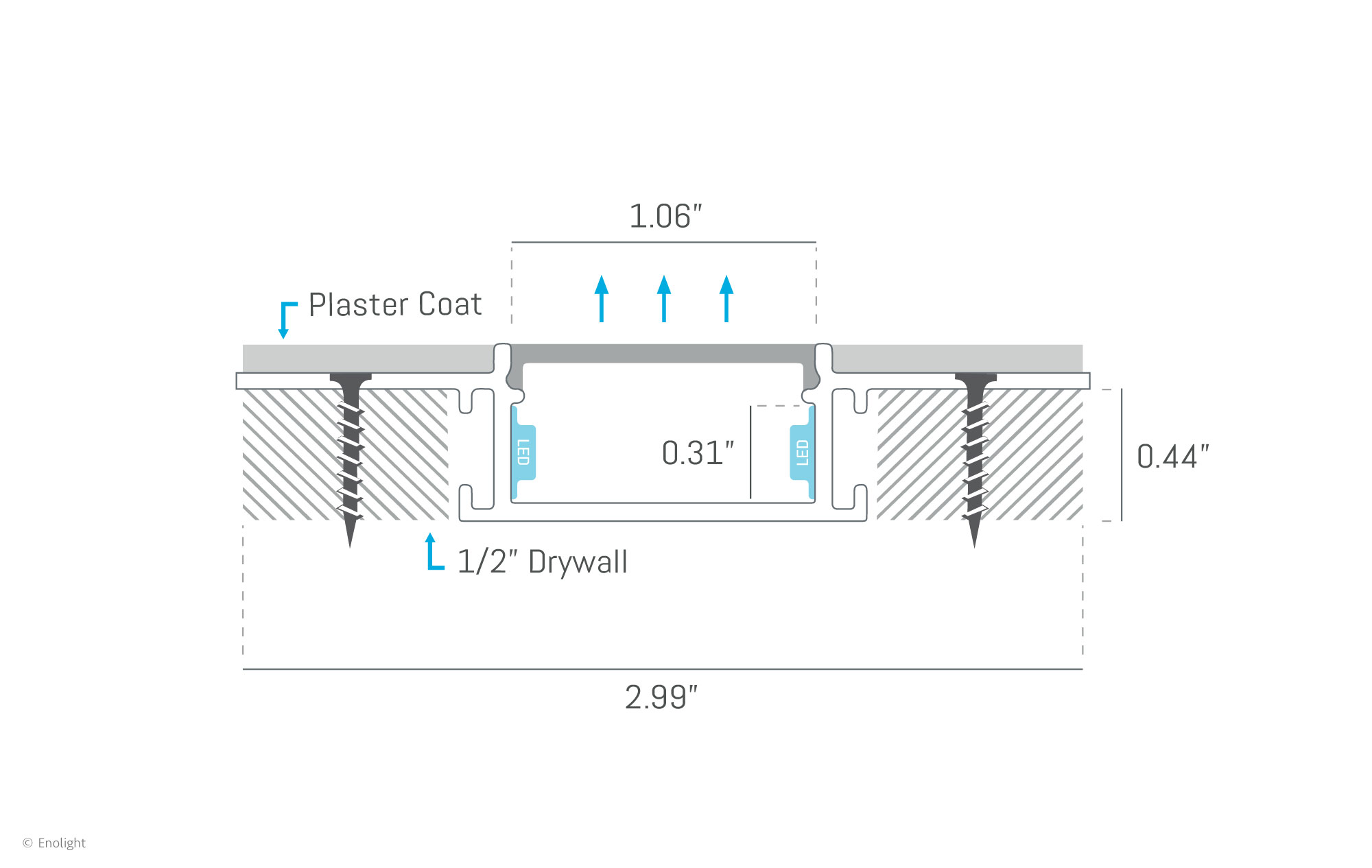 SPK7615F Recessed Drywall Linear Light with Flush Frosted Lens Drawing