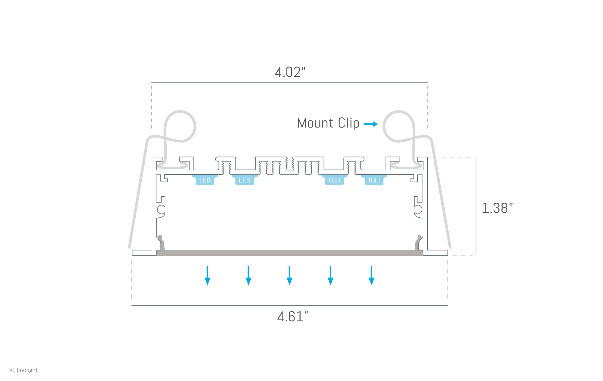 VIV11736F Super Bright Ceiling Board Recessed Wide Linear Light with Flush Frosted Lens Drawing