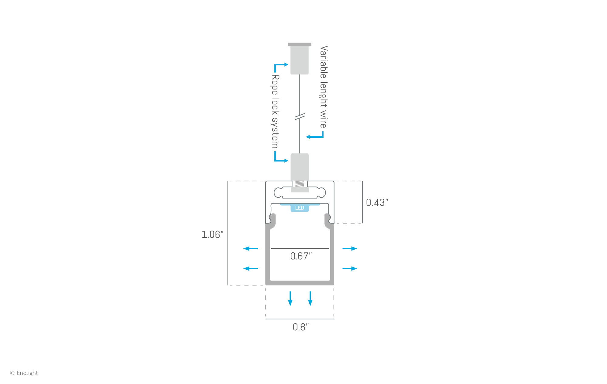 VIV1603S Ultra Thin Pendant Linear Light with Square Frosted Lens Drawing