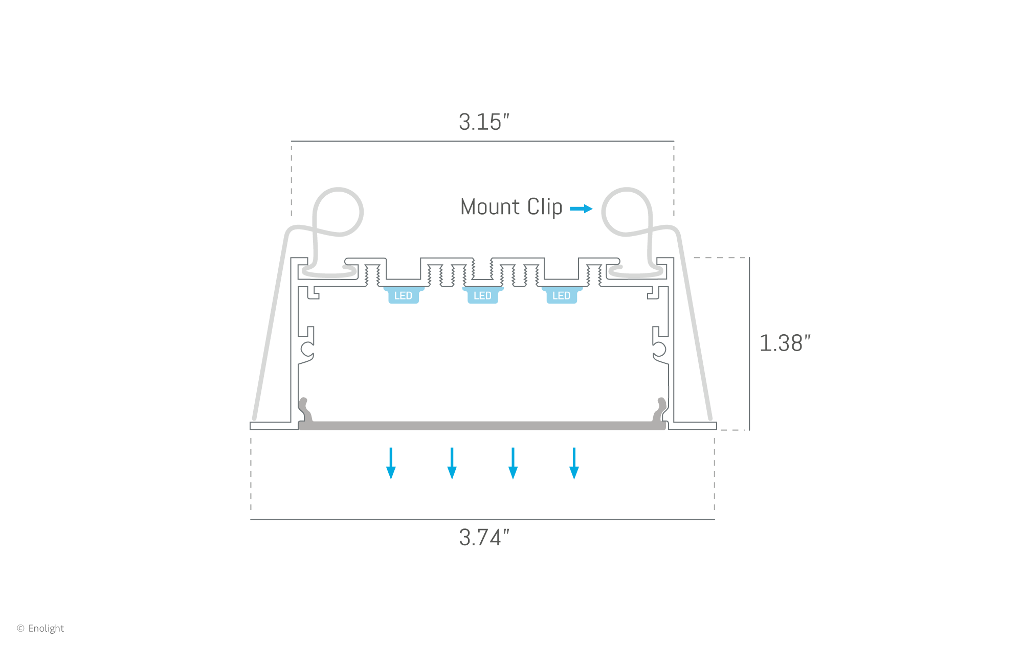 VIV9540F Extendable Ceiling Board Recessed Linear Light with Flush Frosted Lens Drawing