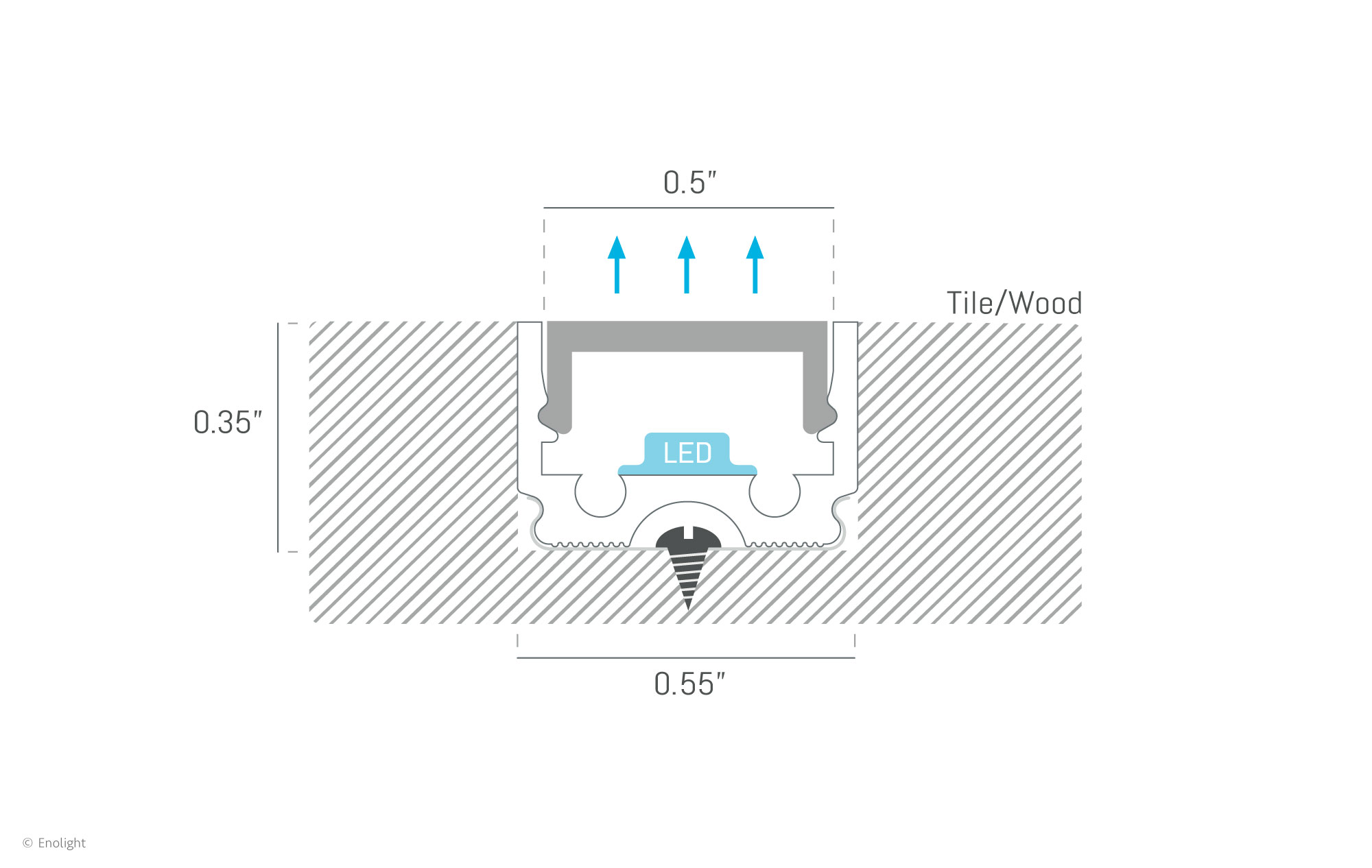 HYN1409F Flexible Recessed Surface Linear Light with 1/2" Frosted Lens Drawing