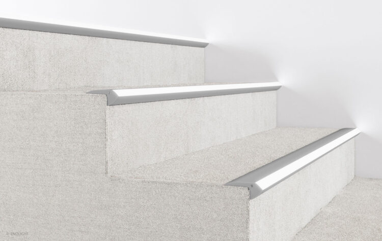 STP6728F Anti-Slip Surface Stair Nosing Up Lighting with Flush Frosted Lens