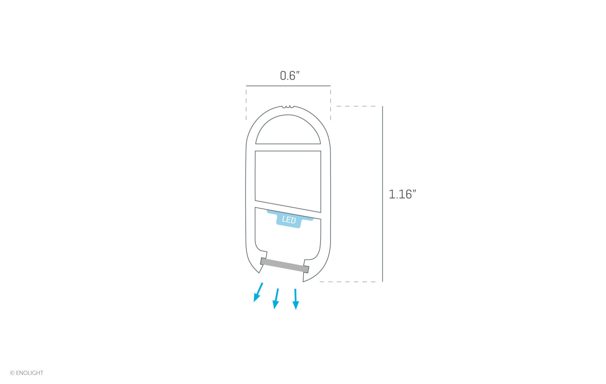 HRZ1401F Suspended LED Closet Rod Light with Flat Frosted Lens Drawing