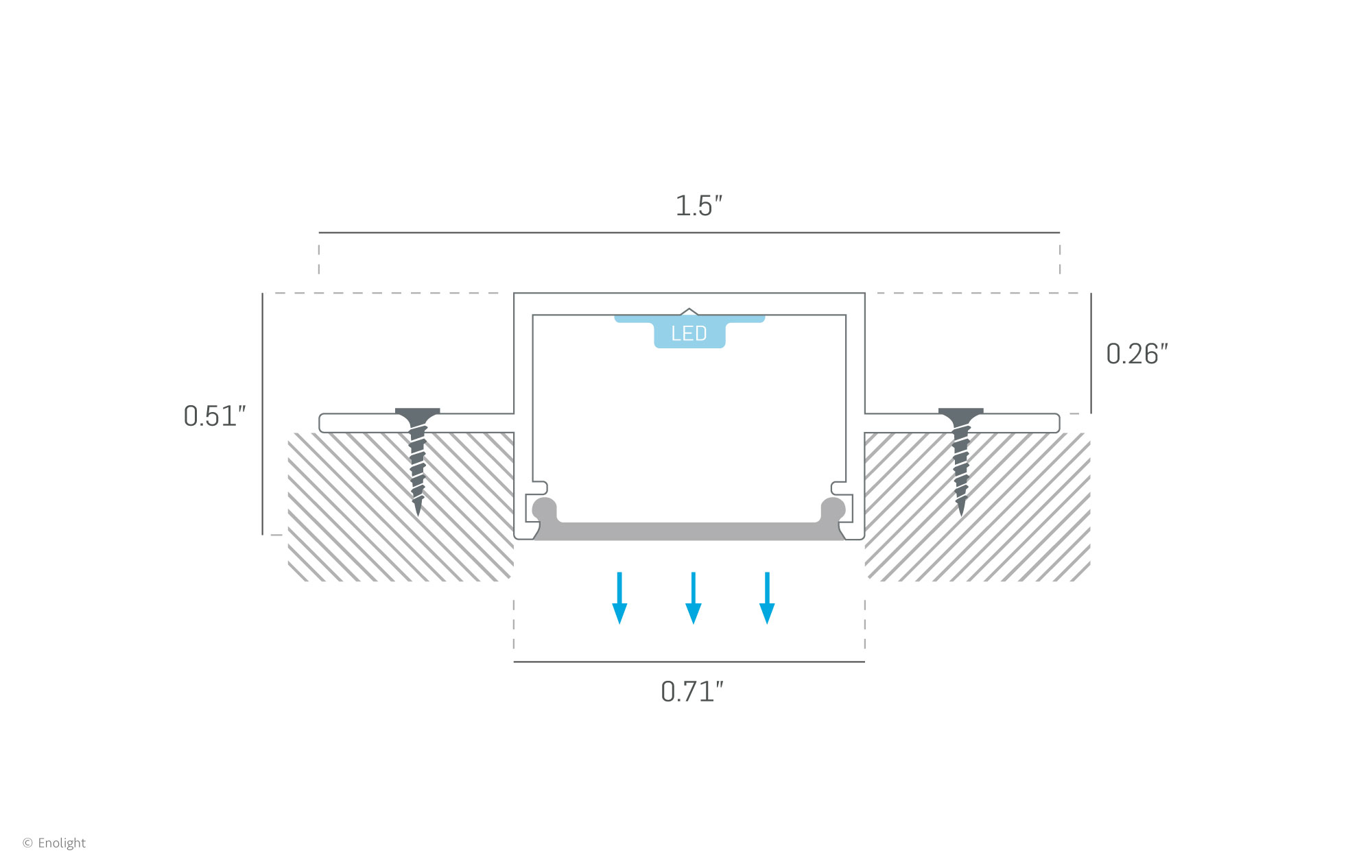 SPK3813F Wooden Board Recessed Linear Light with Flush Frosted Lens Drawing