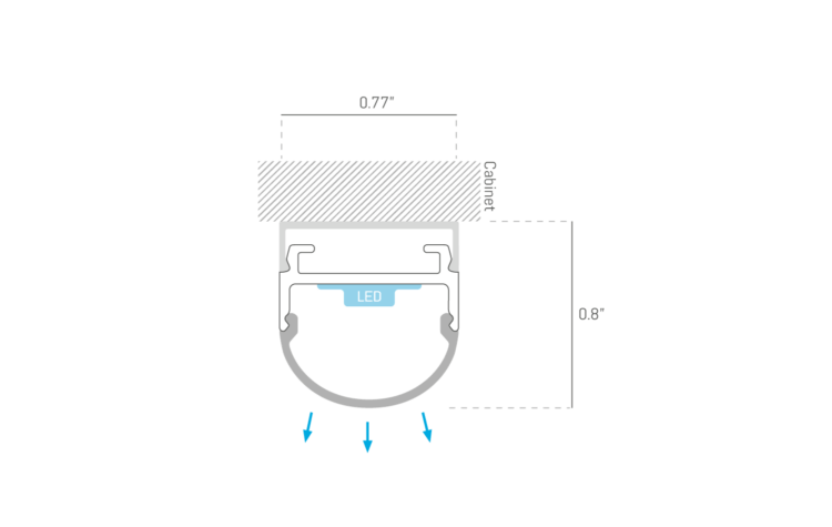 CAB1601C Cabinet Closet Surface Linear Light with Curved Frosted Lens