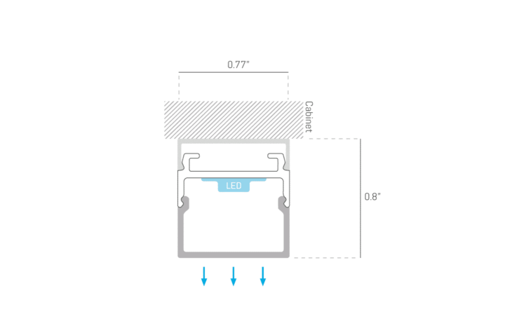 CAB1602S Cabinet Closet Surface Linear Light with Square Frosted Lens