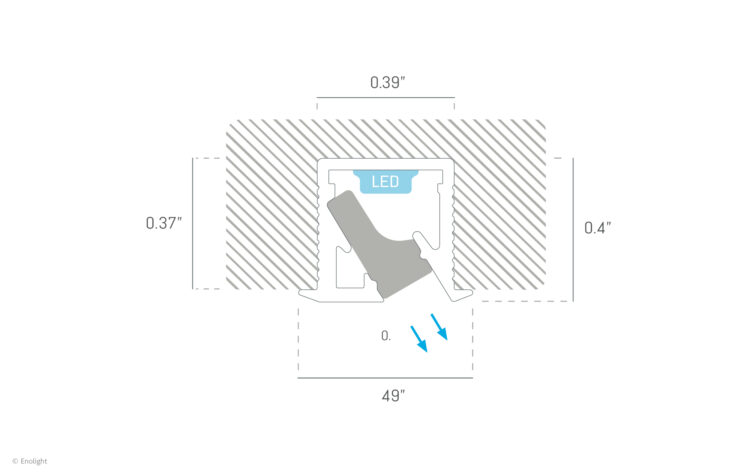 CAB202F Under Shelf Asymmetric Angled Slim Recessed Linear Light