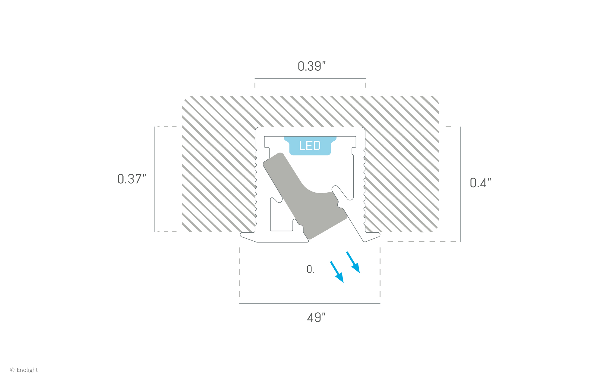 CAB202F Under Shelf Asymmetric Angled Slim Recessed Linear Light