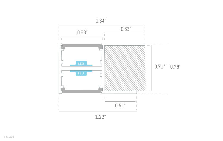 EDG3420F Up Down Beam Glow Bookcase Backlight with Flush Frosted Lens