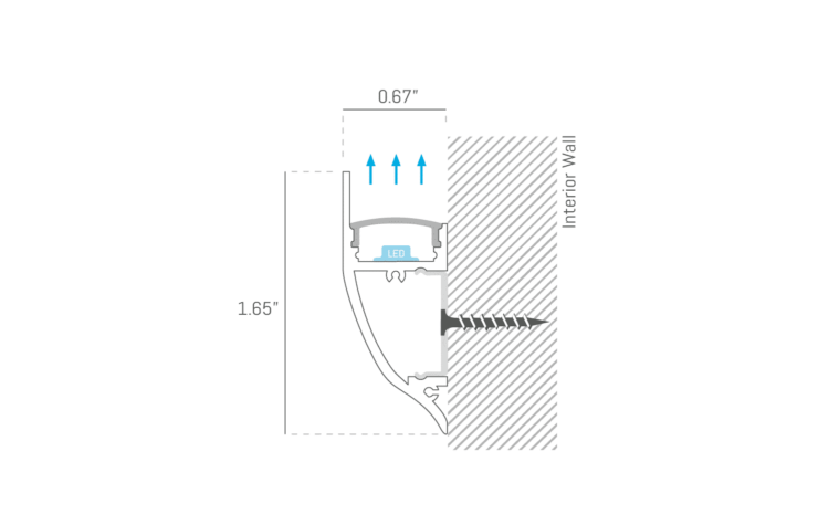 HRZ1403F Indirect Wall Wash Surface Linear Uplight with Flat Frosted Lens