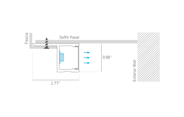 HRZ2009F Exterior Wall Wash Soffit Linear Light with Flush Frosted Lens