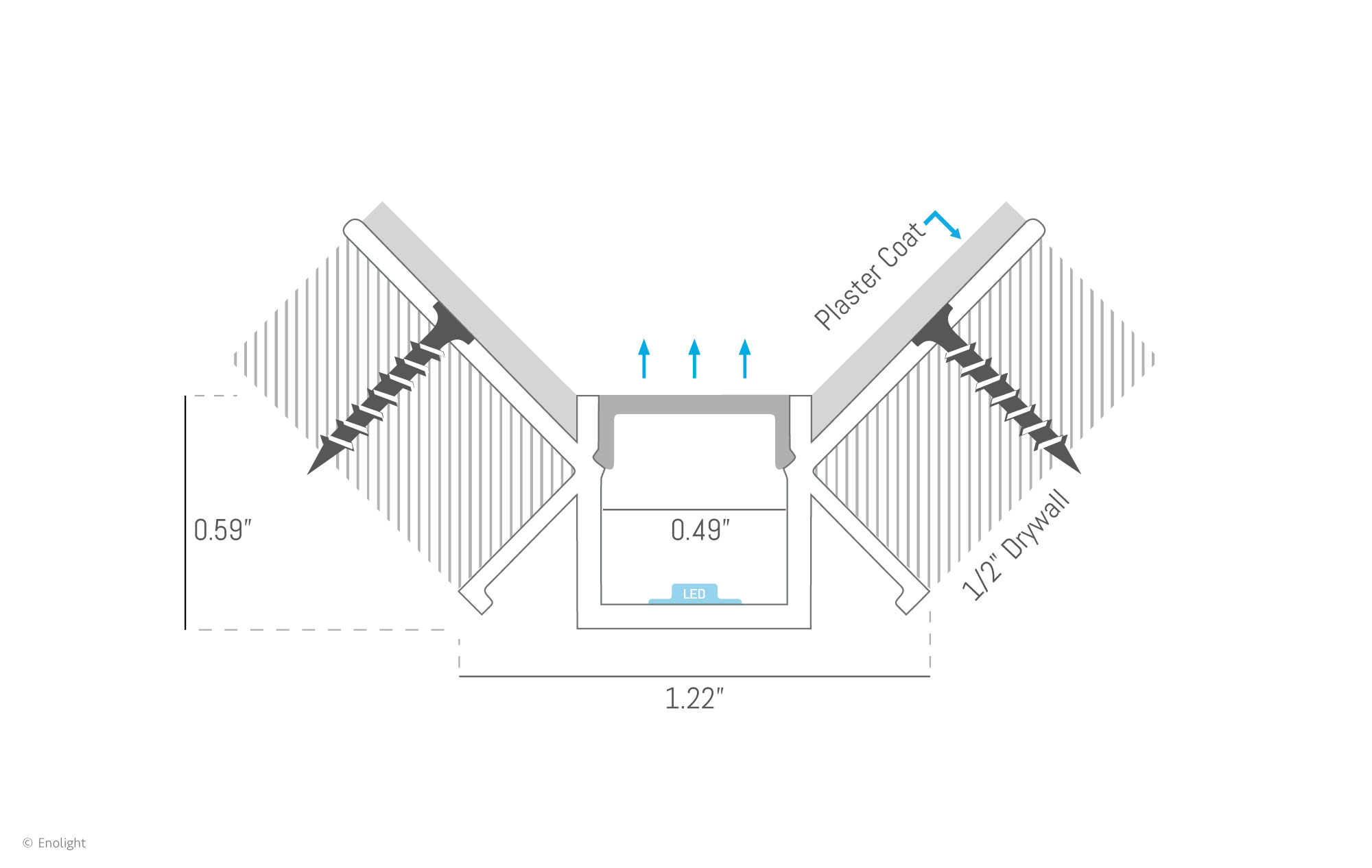 SPK4615F Trimless Inner Corner Plaster-In Linear Light with 1/2" Frosted Lens - Image 2