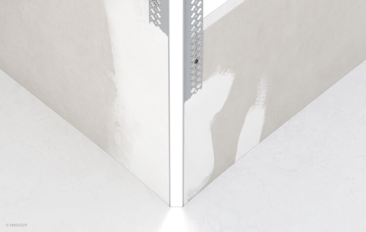 SPK5315F Trimless Outer Corner Plaster-In Linear Light with 1/2" Frosted Lens