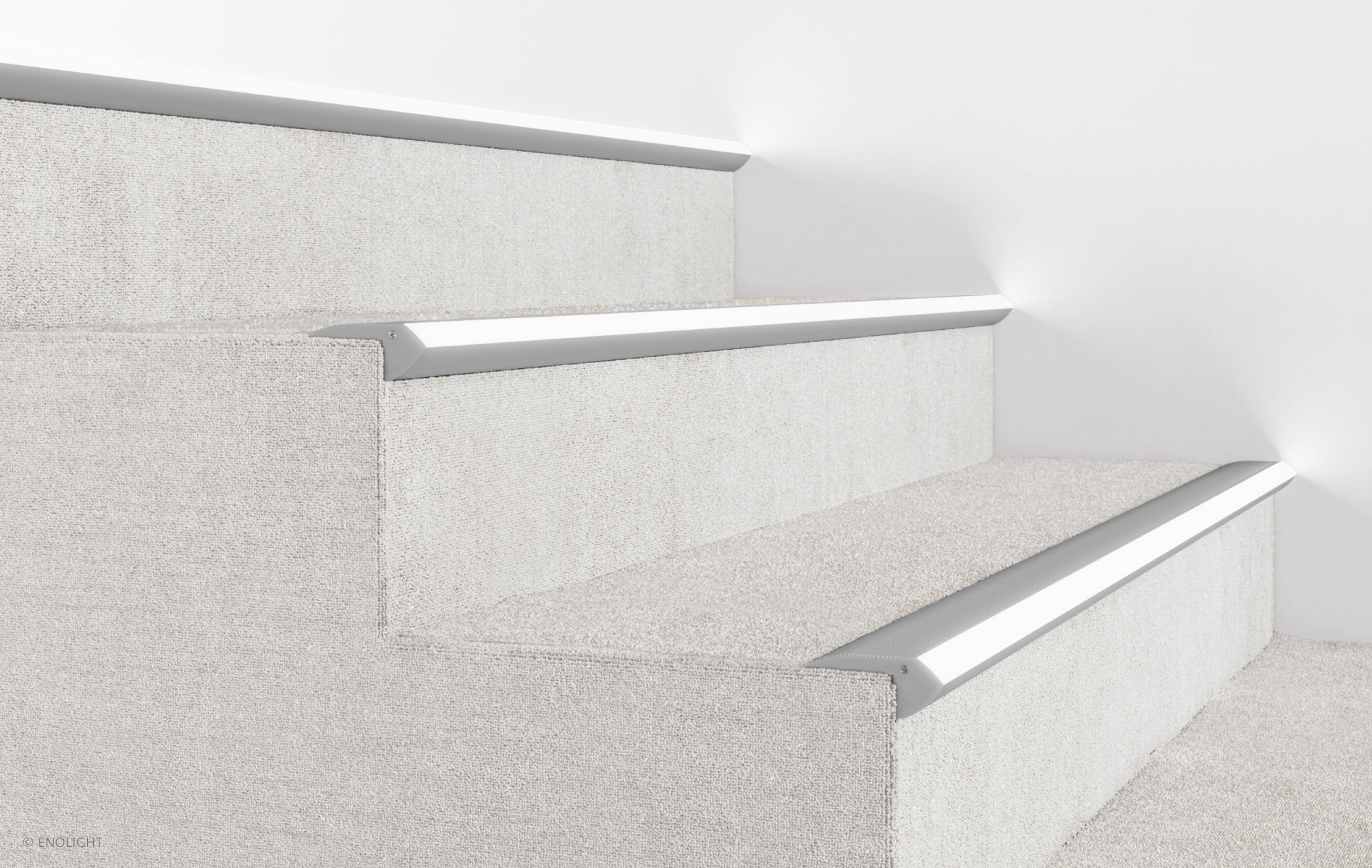 STP6728F Anti-Slip Surface Safety Stair Nosing Up Lighting with Flush Frosted Lens