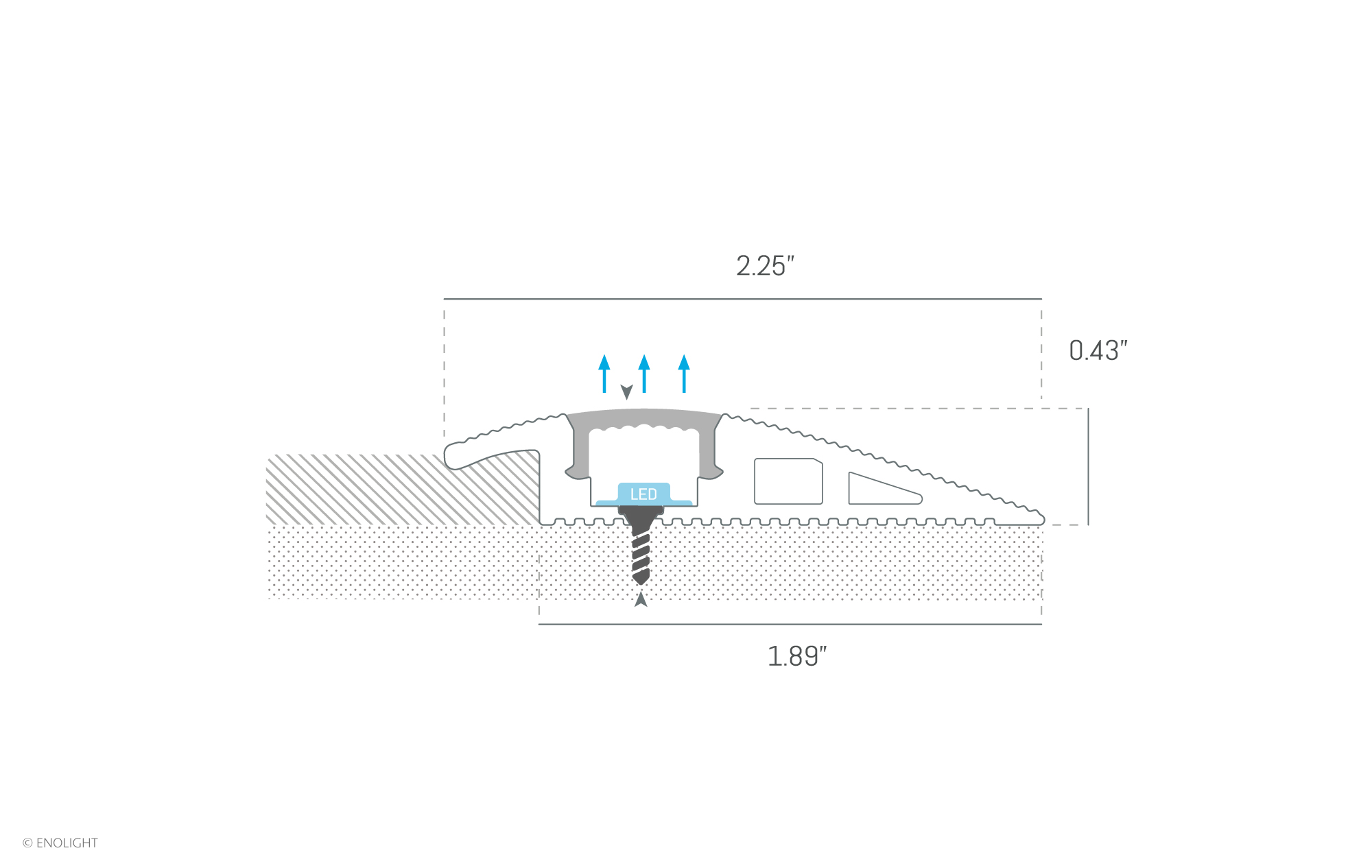 TIE5711C Floor Transition Linear Light with Curved Frosted Lens - Image 2