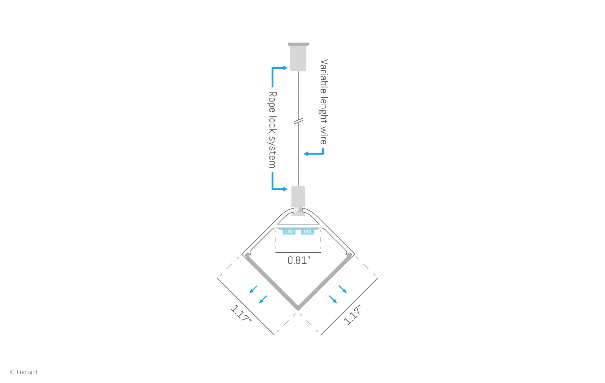 VIV2003S V-Shape Pendant Linear Light with 90° Angled Frosted Lens - Image 2